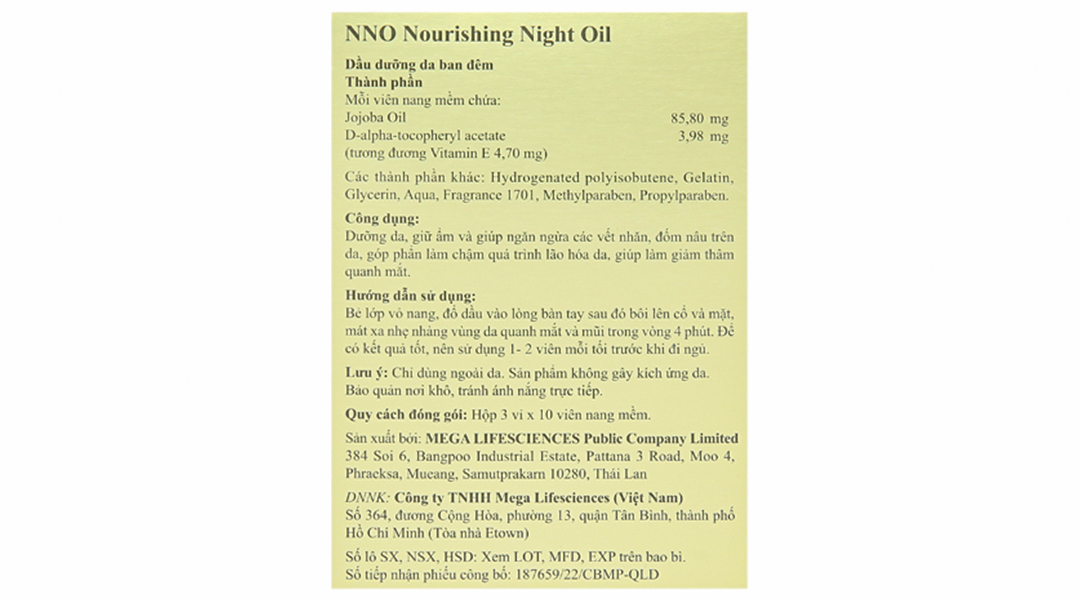 Dầu dưỡng da ban đêm NNO Nourishing giữ ẩm, ngừa nếp nhăn hộp 30 viên - 8